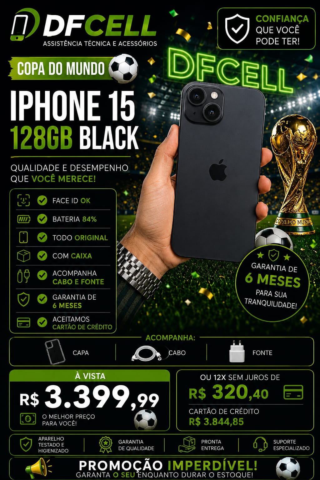 Cabo USB-C para Lightning Original Original Branco